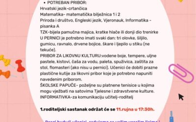 Obavijest prvašićima i roditeljima